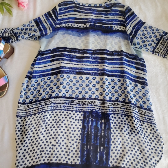 SWIM American Rag 1X Hi-low Boho Swim Cover Up Blue Floral - Picture 5 of 15